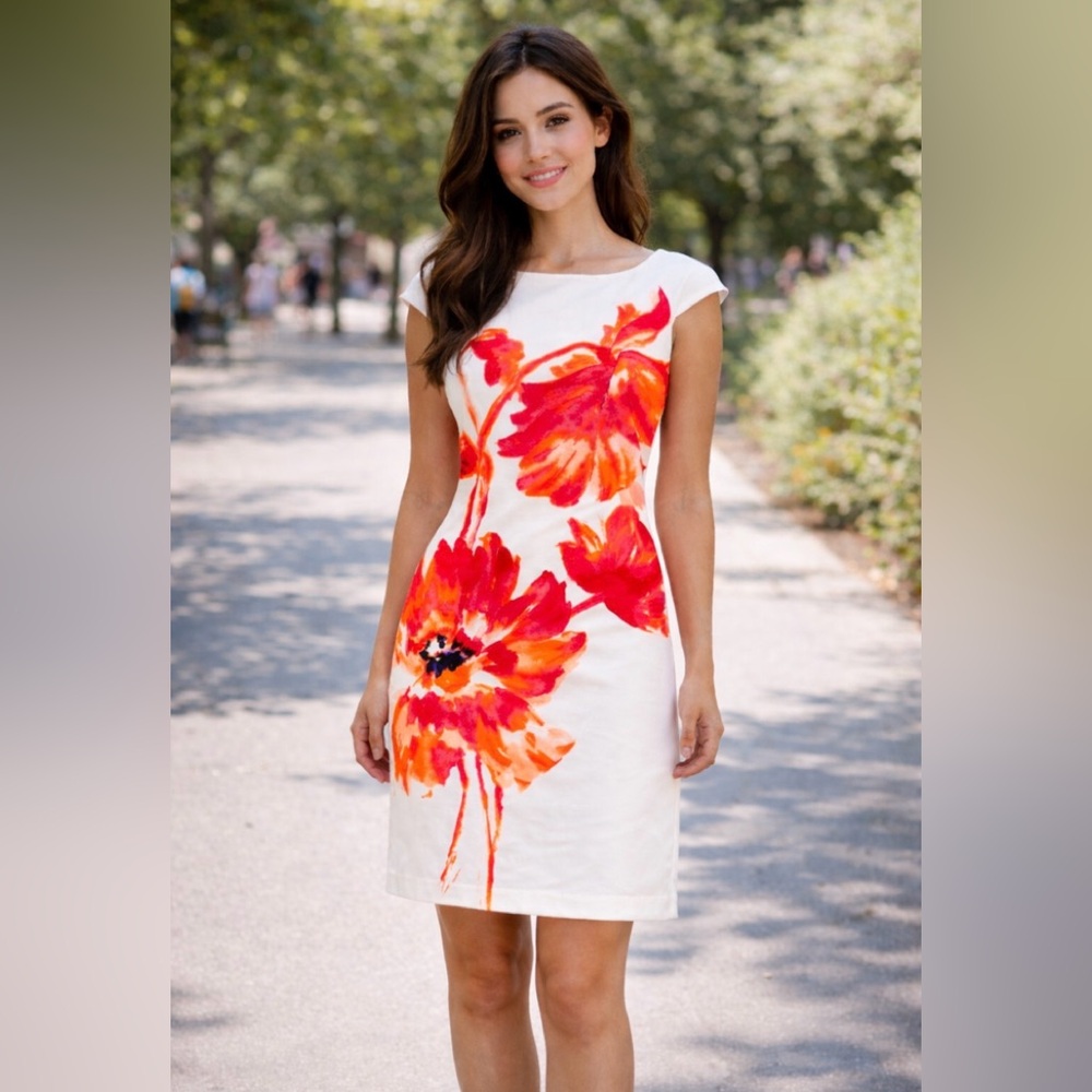 Lauren Ralph Lauren Sheath Dress (Green Label) Floral Delicate   Sz 0 P.  EUC!